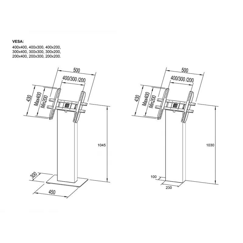 Multibrackets M Pro Serie Kiosk Schwarz 15-32 Zoll 20 kg 75x75-400x400