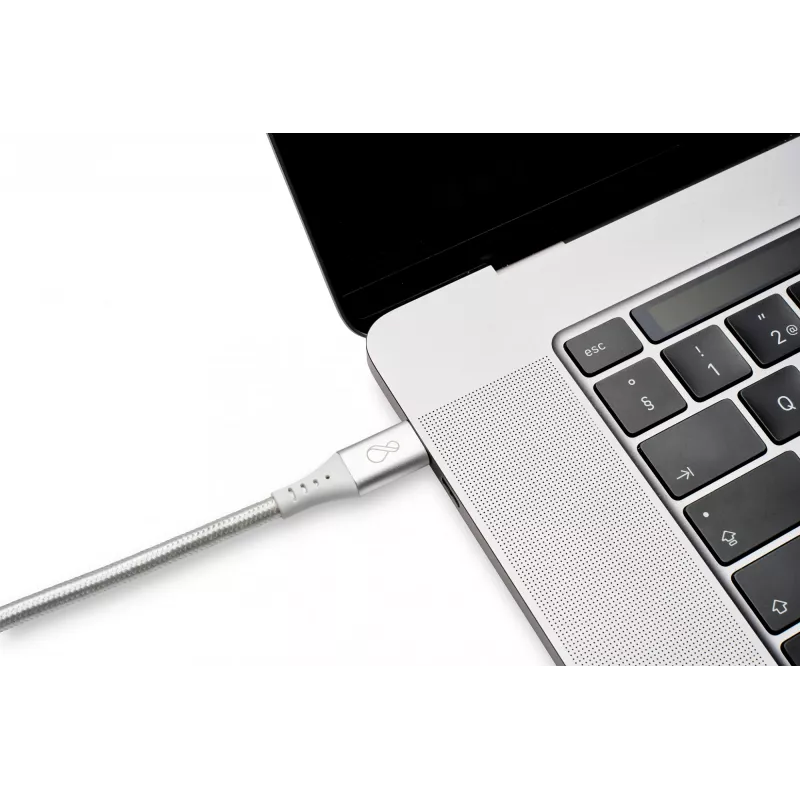 USB-C-auf-USB-C-Kabel Ochno O-USBG2-70-1 — USB 3.2 Gen 2, DP Alt Mode 1.4, Stecker–Stecker, geflochten, 0,7 m, Weiß