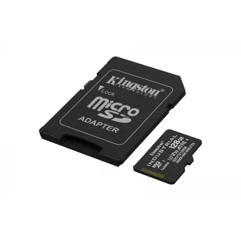 MicroSDXC-Flashkarte Kingston 128 GB Industrial C10 A1 pSLC UHS-I, 100 MB/s Lesen, 80 MB/s Schreiben, V30/U3, Schwarz + SD-Adapter