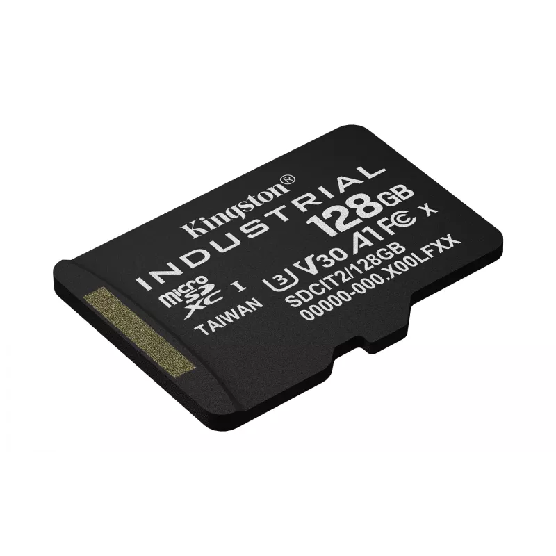 MicroSDXC-Flashkarte Kingston 128 GB Industrial C10 A1 pSLC UHS-I, 100 MB/s Lesen, 80 MB/s Schreiben, V30/U3, Schwarz + SD-Adapter