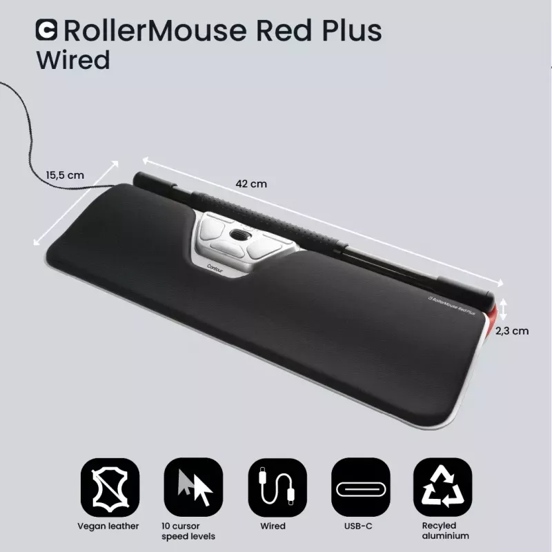 Contour Design RollerMaus Red Plus kabelgebundene ergonomische Maus USB-C 2800 DPI