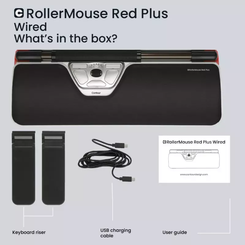 Contour Design RollerMaus Red Plus, Thin Client, Kabelgebunden - Zentrale Zeigereinheit - ergonomisch - für Rechts- und Linkshänder - kabelgebunden - USB-C