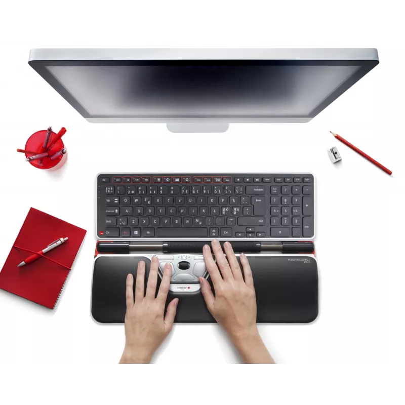 Contour Design RollerMaus Red Plus + Balance Kabelgebunden, Full-Size (100 %), Kabelgebunden, USB, QWERTY, Schwarz, Maus inklusive