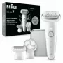 Epilator BRAUN Silk-épil 9 9-061 — 40 Pinzetten, MicroGrip, wiederaufladbarer Li‑Ion-Akku, silber/weiß