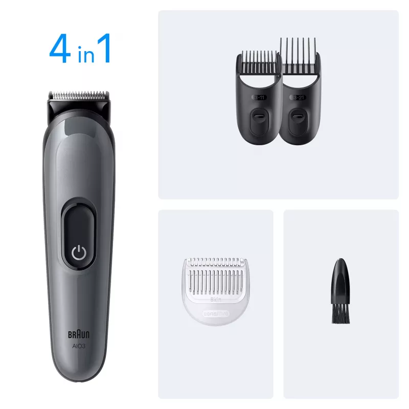 Braun AIO3500 Haartrimmer/Schneider Schwarz, Grau 14 Nickel-Metallhydrid (NiMH)