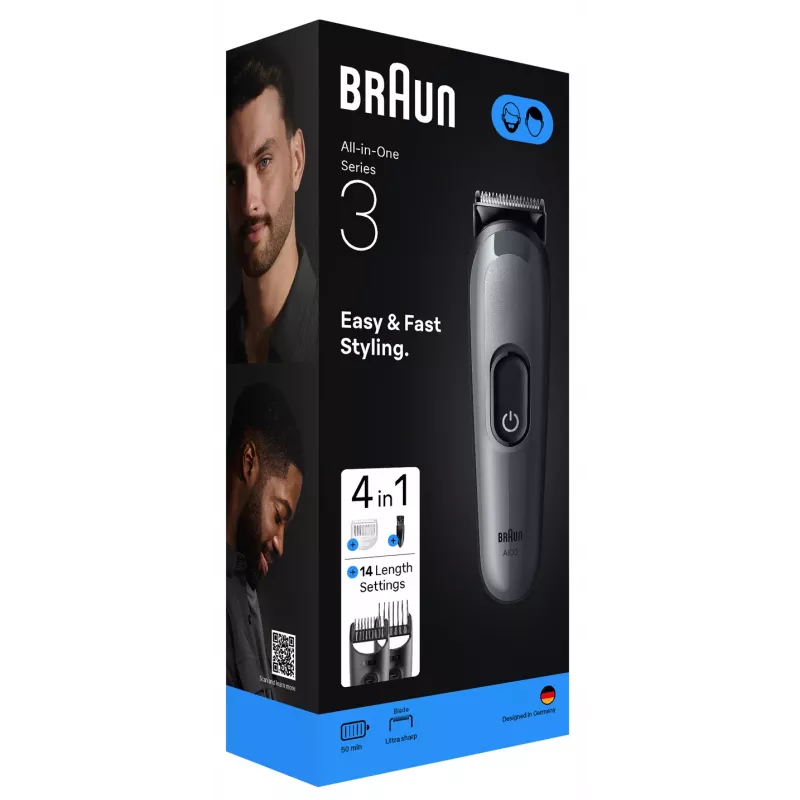 Braun AIO3500 Haartrimmer/Schneider Schwarz, Grau 14 Nickel-Metallhydrid (NiMH)