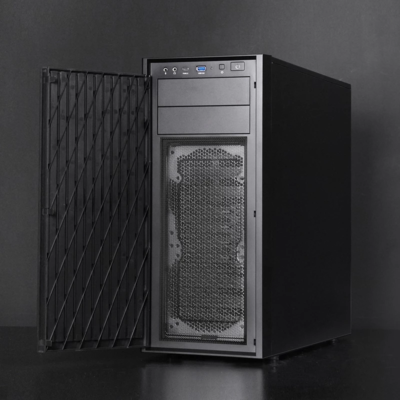 Computergehäuse CHIEFTEC BW-01B-OP Midi Tower ATX/ITX, unterstützt 6×3,5 Zoll + 4×2,5 Zoll, 2×5,25 Zoll, hinten 1×120 mm, SGCC, schwarz, 200×510×465 mm