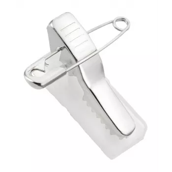 Peach Combo-Clip mit Nadel und selbstklebendem Pad, Silber, Weiß, 100 Stk.