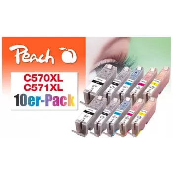 Peach 0F319980 Tintenpatrone 10 Stück Schwarz, Cyan, Magenta, Fotoschwarz, Gelb