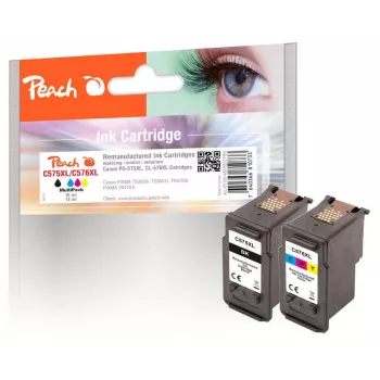 Peach Multi Packung kompatibel mit Canon PG-575XL, CL-576XL, High (XL) Yield, Schwarz, Magenta, Gelb, Cyan, 16 ml, 14 ml, 2 Stück, Multi Packung