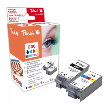 Peach PI100-433 Tintenpatrone 2 Stk. Kompatibel Schwarz, Cyan, Magenta, Gelb