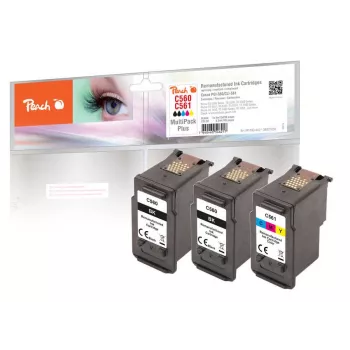 Peach 321030 Tintenpatrone 3 Stück Kompatibel Standard-Reichweite Schwarz, Cyan, Magenta, Gelb