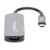 Manhattan USB-C Dock/Hub, Ports (x3): HDMI, USB-A und USB-C, mit Power Delivery (PD) 100 W – benötigt externes USB-C-Ladegerät (nicht im Lieferumfang). USB-gespeist (kein externes Netzteil erforderlich), wenn PD nicht verwendet wird, Aluminium