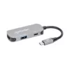 Manhattan USB-C Dock/Hub, Ports (x3): HDMI, USB-A und USB-C, mit Power Delivery (PD) 100 W – benötigt externes USB-C-Ladegerät (nicht im Lieferumfang). USB-gespeist (kein externes Netzteil erforderlich), wenn PD nicht verwendet wird, Aluminium