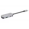 Manhattan USB-C Dock/Hub, Ports (x3): HDMI, USB-A und USB-C, mit Power Delivery (PD) 100 W – benötigt externes USB-C-Ladegerät (nicht im Lieferumfang). USB-gespeist (kein externes Netzteil erforderlich), wenn PD nicht verwendet wird, Aluminium