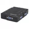 Manhattan KVM-Switch Kompakt 4-Port, 4x USB-A, Kabel im Lieferumfang, Audio-Unterstützung, Steuern Sie 4 Computer über einen PC/Maus/Bildschirm, Schwarz, Lebenslange Garantie, Verpackt