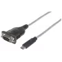 Manhattan USB-C-zu-Seriell-Konverter, Stecker auf Stecker, USB-C auf Seriell/RS232/COM/DB9-Anschluss, Prolific PL-2303RA-Chipsatz, Kabel 45 cm, Silber/Schwarz, Polybeutel