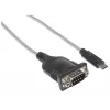 Manhattan USB-C-zu-Seriell-Konverter, Stecker auf Stecker, USB-C auf Seriell/RS232/COM/DB9-Anschluss, Prolific PL-2303RA-Chipsatz, Kabel 45 cm, Silber/Schwarz, Polybeutel