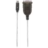 Manhattan USB-C-zu-Seriell-Konverter, Stecker auf Stecker, USB-C auf Seriell/RS232/COM/DB9-Anschluss, Prolific PL-2303RA-Chipsatz, Kabel 45 cm, Silber/Schwarz, Polybeutel