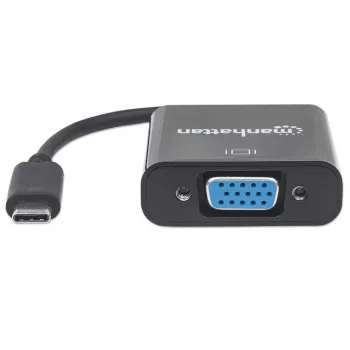 Manhattan USB-C zu VGA Konverterkabel, 1080p@60Hz, Schwarz, 8cm, Stecker auf Buchse, Lebenslange Garantie, Entspricht CDP2HD
