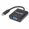 Manhattan USB-C zu VGA Konverterkabel, 1080p@60Hz, Schwarz, 8cm, Stecker auf Buchse, Lebenslange Garantie, Entspricht CDP2HD