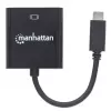 Manhattan USB-C zu VGA Konverterkabel, 1080p@60Hz, Schwarz, 8cm, Stecker auf Buchse, Lebenslange Garantie, Entspricht CDP2HD