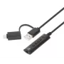 Manhattan USB-C & USB-A auf 3,5 mm Stereo-Audio-Aux-Adapterkabel, 2-in-1, Stecker auf Buchse, Kabel 1 m, unterstützt Mikrofon- und Audiofunktion eines Headsets, CTIA-Standard, Lautstärke- und Stummschaltsteuerung, Schwarz