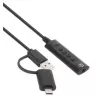 Manhattan USB-C & USB-A auf 3,5 mm Stereo-Audio-Aux-Adapterkabel, 2-in-1, Stecker auf Buchse, Kabel 1 m, unterstützt Mikrofon- und Audiofunktion eines Headsets, CTIA-Standard, Lautstärke- und Stummschaltsteuerung, Schwarz