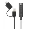 Manhattan USB-C & USB-A auf 3,5 mm Stereo-Audio-Aux-Adapterkabel, 2-in-1, Stecker auf Buchse, Kabel 1 m, unterstützt Mikrofon- und Audiofunktion eines Headsets, CTIA-Standard, Lautstärke- und Stummschaltsteuerung, Schwarz