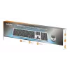 Manhattan Einzelner USB-A-Nano-Empfänger für beides, drahtlose Full-Size-Tastatur, beidhändige optische Maus mit drei Tasten und Scrollrad, 1200 dpi, Silber/Schwarz