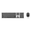 Manhattan Einzelner USB-A-Nano-Empfänger für beides, drahtlose Full-Size-Tastatur, beidhändige optische Maus mit drei Tasten und Scrollrad, 1200 dpi, Silber/Schwarz