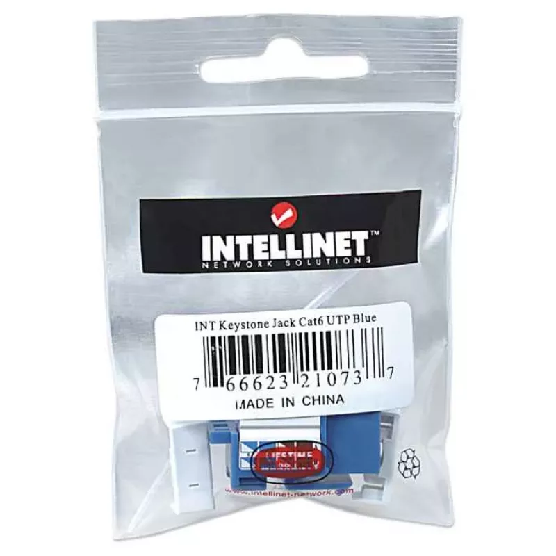 Intellinet Keystone-Buchse, Cat6, UTP, LSA, Blau, Flach, Blau, RJ-45, Buchse, 22/26, Cat6