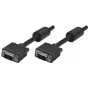 Manhattan VGA-Monitorkabel (mit Ferritkernen), 10 m, Schwarz, Stecker auf Stecker, HD15, Kabel mit höherer SVGA-Spezifikation (vollständig kompatibel), Abschirmung mit Ferritkernen hilft, elektromagnetische Störungen zu minimieren und die Videoübertragung zu verbessern, lebenslange Garantie