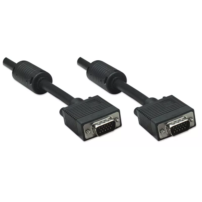 Manhattan VGA-Monitorkabel (mit Ferritkernen), 1,8 m, Schwarz, Stecker auf Stecker, HD15