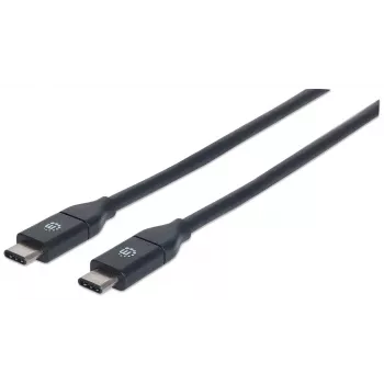 Manhattan USB-C-auf-USB-C-Kabel, 1 m, Stecker auf Stecker, Schwarz, 10 Gbit/s (USB 3.2 Gen 2, auch bekannt als USB 3.1), 3 A (Schnellladung), SuperSpeed+ USB, lebenslange Garantie, entspricht USB31CC1M