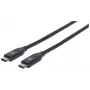 Manhattan USB-C-auf-USB-C-Kabel, 1 m, Stecker auf Stecker, Schwarz, 10 Gbit/s (USB 3.2 Gen 2, auch bekannt als USB 3.1), 3 A (Schnellladung), SuperSpeed+ USB, lebenslange Garantie, entspricht USB31CC1M