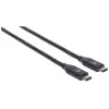 Manhattan USB-C-auf-USB-C-Kabel, 1 m, Stecker auf Stecker, Schwarz, 10 Gbit/s (USB 3.2 Gen 2, auch bekannt als USB 3.1), 3 A (Schnellladung), SuperSpeed+ USB, lebenslange Garantie, entspricht USB31CC1M