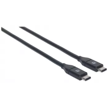 Manhattan USB-C-auf-USB-C-Kabel, 1 m, Stecker auf Stecker, Schwarz, 10 Gbit/s (USB 3.2 Gen 2, auch bekannt als USB 3.1), 3 A (Schnellladung), SuperSpeed+ USB, lebenslange Garantie, entspricht USB31CC1M