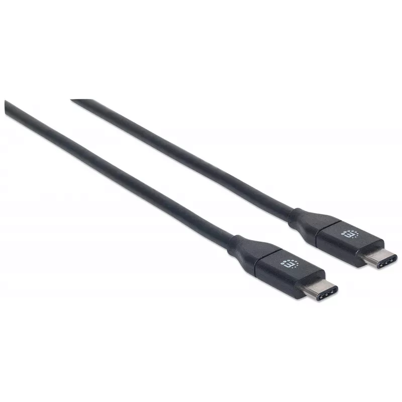 Manhattan USB-C-auf-USB-C-Kabel, 1 m, Stecker auf Stecker, Schwarz, 10 Gbit/s (USB 3.2 Gen 2, auch bekannt als USB 3.1), 3 A (Schnellladung), SuperSpeed+ USB, lebenslange Garantie, entspricht USB31CC1M