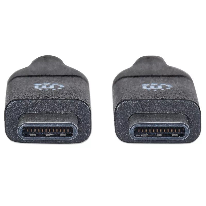 Manhattan USB-C-auf-USB-C-Kabel, 1 m, Stecker auf Stecker, Schwarz, 10 Gbit/s (USB 3.2 Gen 2, auch bekannt als USB 3.1), 3 A (Schnellladung), SuperSpeed+ USB, lebenslange Garantie, entspricht USB31CC1M