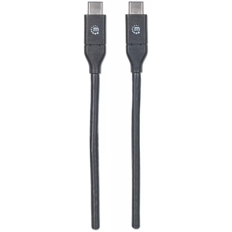 Manhattan USB-C-auf-USB-C-Kabel, 1 m, Stecker auf Stecker, Schwarz, 10 Gbit/s (USB 3.2 Gen 2, auch bekannt als USB 3.1), 3 A (Schnellladung), SuperSpeed+ USB, lebenslange Garantie, entspricht USB31CC1M