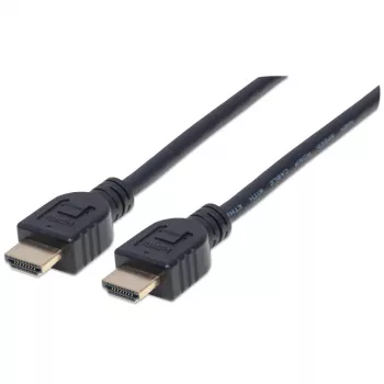Manhattan HDMI 4K@60Hz-Kabel mit Ethernet - CL3-zertifiziert, 5 m, geeignet für In-Wall-Installation, für alle 4K- und 1080p/HD-Anwendungen – jetzt aufrüsten oder bereit für zukünftige Anforderungen, Stecker auf Stecker, Schwarz, Ultra HD 4K x 2K, lebenslange Garantie, Premium High Speed