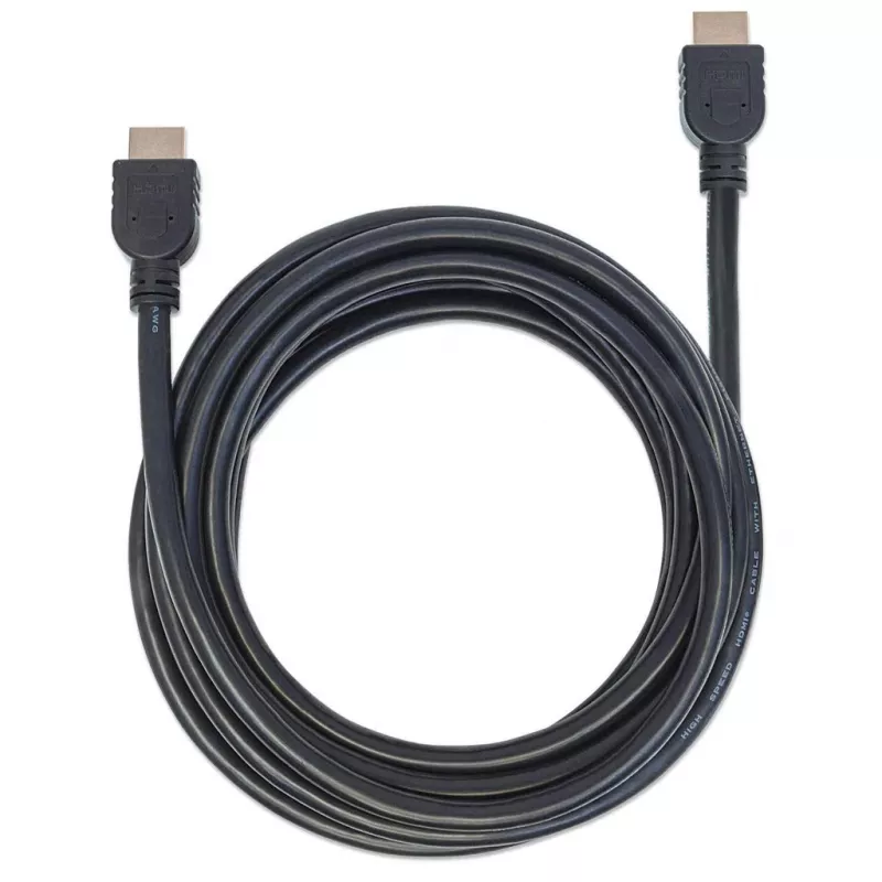 Manhattan HDMI 4K@60Hz-Kabel mit Ethernet - CL3-zertifiziert, 5 m, geeignet für In-Wall-Installation, für alle 4K- und 1080p/HD-Anwendungen – jetzt aufrüsten oder bereit für zukünftige Anforderungen, Stecker auf Stecker, Schwarz, Ultra HD 4K x 2K, lebenslange Garantie, Premium High Speed