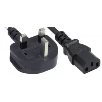 Manhattan Netzkabel, UK 3-Pin-Stecker auf C13 Buchse (Kaltgerätestecker), 1,8 m, 10 A, Schwarz, Lebenslange Garantie