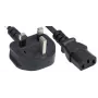 Manhattan Netzkabel, UK 3-Pin-Stecker auf C13 Buchse (Kaltgerätestecker), 1,8 m, 10 A, Schwarz, Lebenslange Garantie