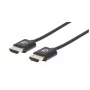 Manhattan HDMI-Kabel mit Ethernet (Ultra Thin), 4K@60Hz (Premium High Speed), 1m, Stecker auf Stecker, Schwarz, Ultra HD 4k x 2k, Voll geschirmt, Vergoldete Kontakte, Lebenslange Garantie