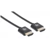 Manhattan HDMI-Kabel mit Ethernet (Ultra Thin), 4K@60Hz (Premium High Speed), 1m, Stecker auf Stecker, Schwarz, Ultra HD 4k x 2k, Voll geschirmt, Vergoldete Kontakte, Lebenslange Garantie