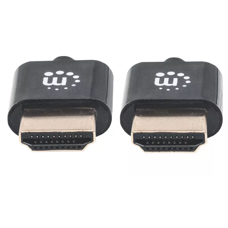Manhattan HDMI-Kabel mit Ethernet (Ultra Thin), 4K@60Hz (Premium High Speed), 1m, Stecker auf Stecker, Schwarz, Ultra HD 4k x 2k, Voll geschirmt, Vergoldete Kontakte, Lebenslange Garantie