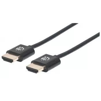 Manhattan HDMI-Kabel mit Ethernet (ultraflach), 4K@60Hz (Premium High Speed), 1,8 m, Stecker zu Stecker, Schwarz, Ultra HD 4K x 2K, vollständig geschirmt, vergoldete Kontakte, lebenslange Garantie