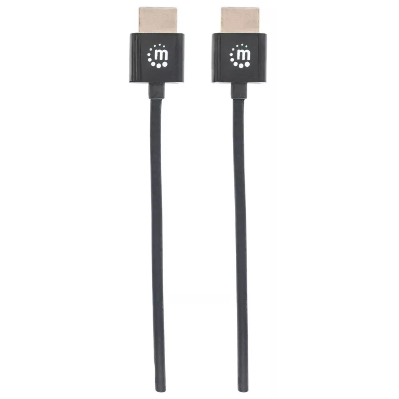 Manhattan HDMI-Kabel mit Ethernet (ultraflach), 4K@60Hz (Premium High Speed), 1,8 m, Stecker zu Stecker, Schwarz, Ultra HD 4K x 2K, vollständig geschirmt, vergoldete Kontakte, lebenslange Garantie